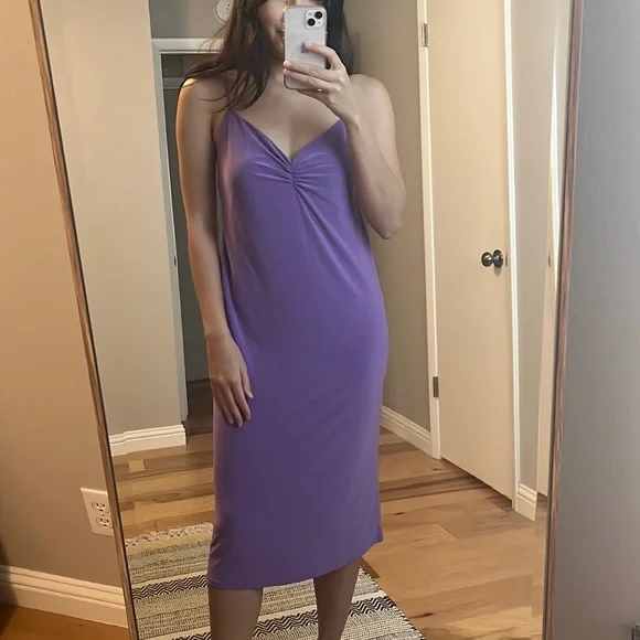 zara purple midi dress Zara Purple Satin One Shoulder Aysmmetric Midi Dress NWT